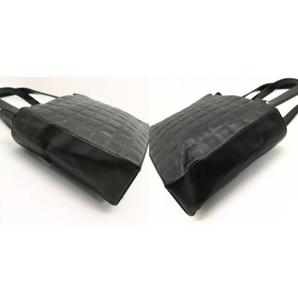 Authentic CHANEL Vintage Lambskin Quilted Chocolate Bar Tote Black Purse - Picture 5 of 11